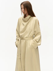 Kybecs | Women’s Tencel Blend Two-Way Lightweight Trench Jacket with Asymmetrical Collar