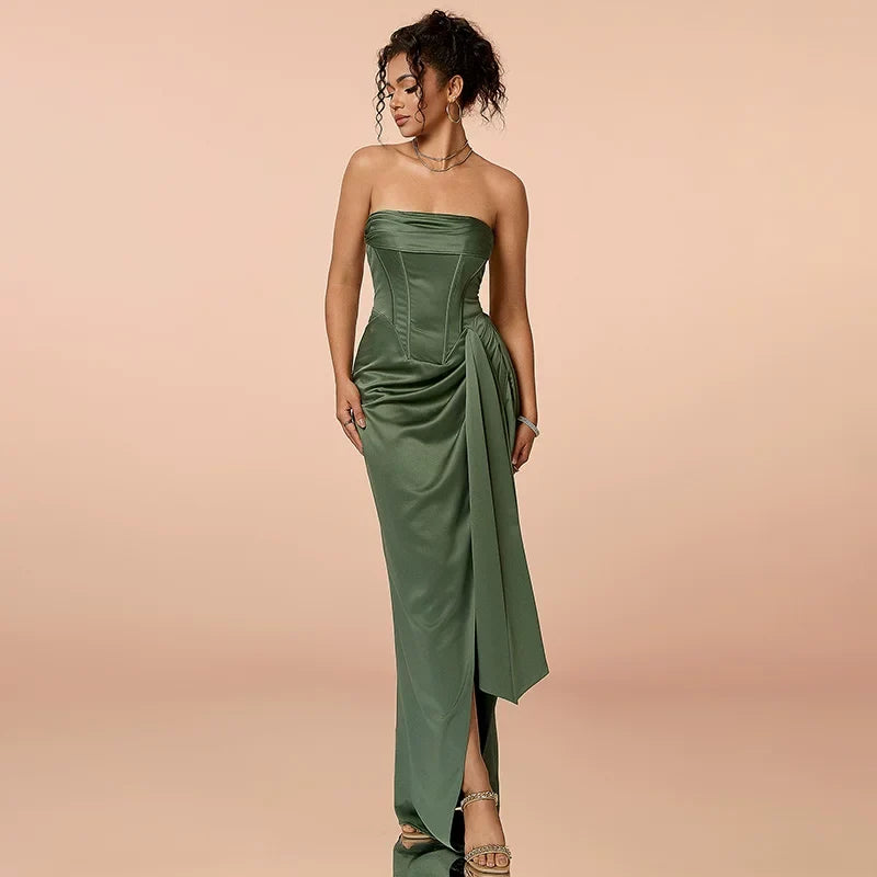 Kybecs | Red Strapless maxi Evening Dress Dinner Party Gown